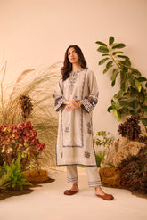 DC-2116 GREY KHADDAR 2PCS EMBROIDERED KURTA WITH TROUSER